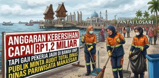 Anggaran Kebersihan Capai Rp1,2 Miliar tapi Gaji Pekerja Jauh di Bawah UMP, Publik Minta Audit Total Dinas Pariwisata Makassar