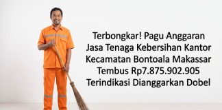 Terbongkar! Dua Kali Pagu Anggaran Jasa Tenaga Kebersihan di Kantor Kecamatan Bontoala Makassar Tembus Rp7.875.902.905